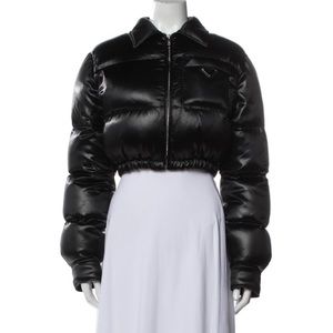 PRADA ciré down cropped puffer PRADA x Raf Simons